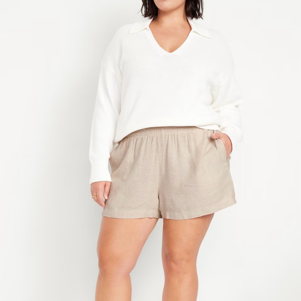Old Navy Tan High Waist Shorts Lightweight Casual XXL NWT